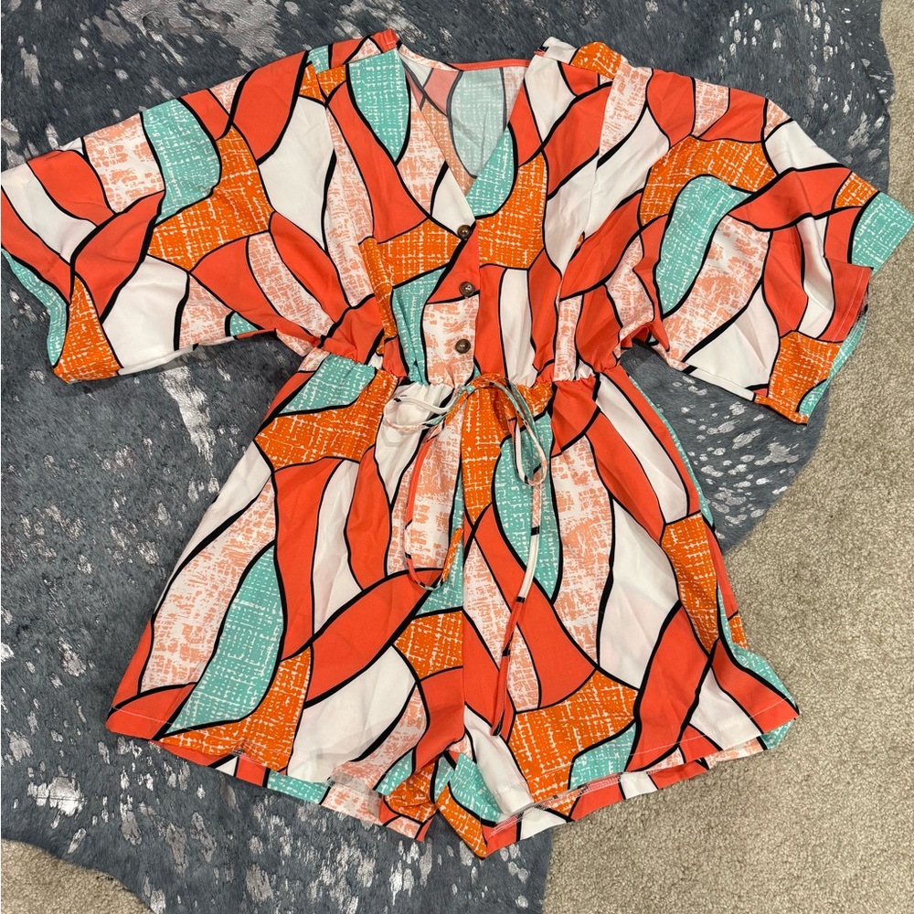 Colorful Geometric Romper